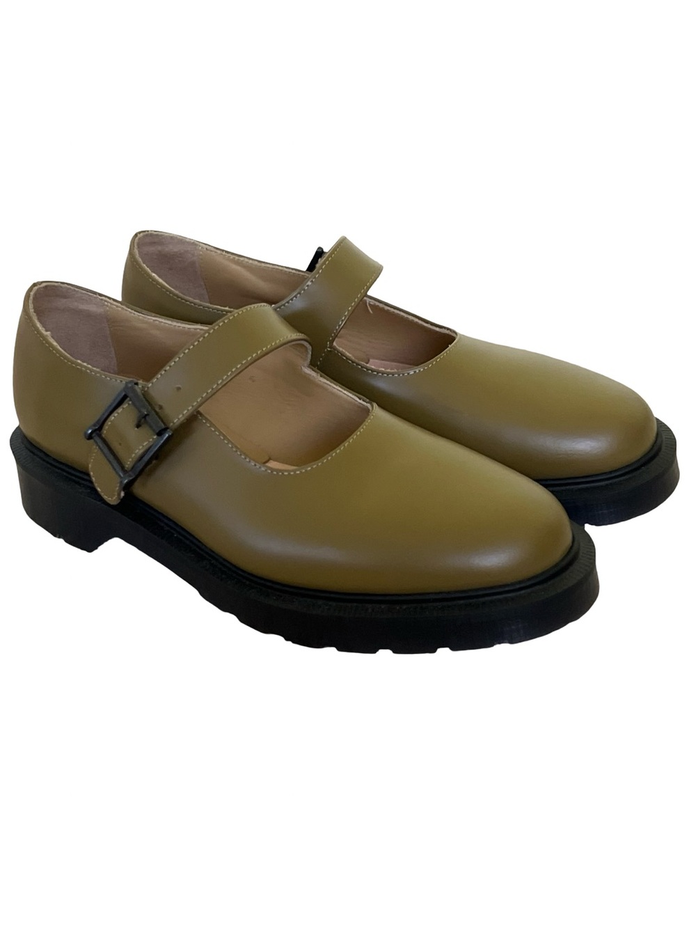 Solovair x Toast Green Mary Jane Shoes in Olive Oil UK 6